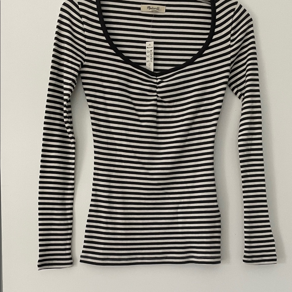 NEW Madewell Striped Black and White Long Sleeve Top xxs